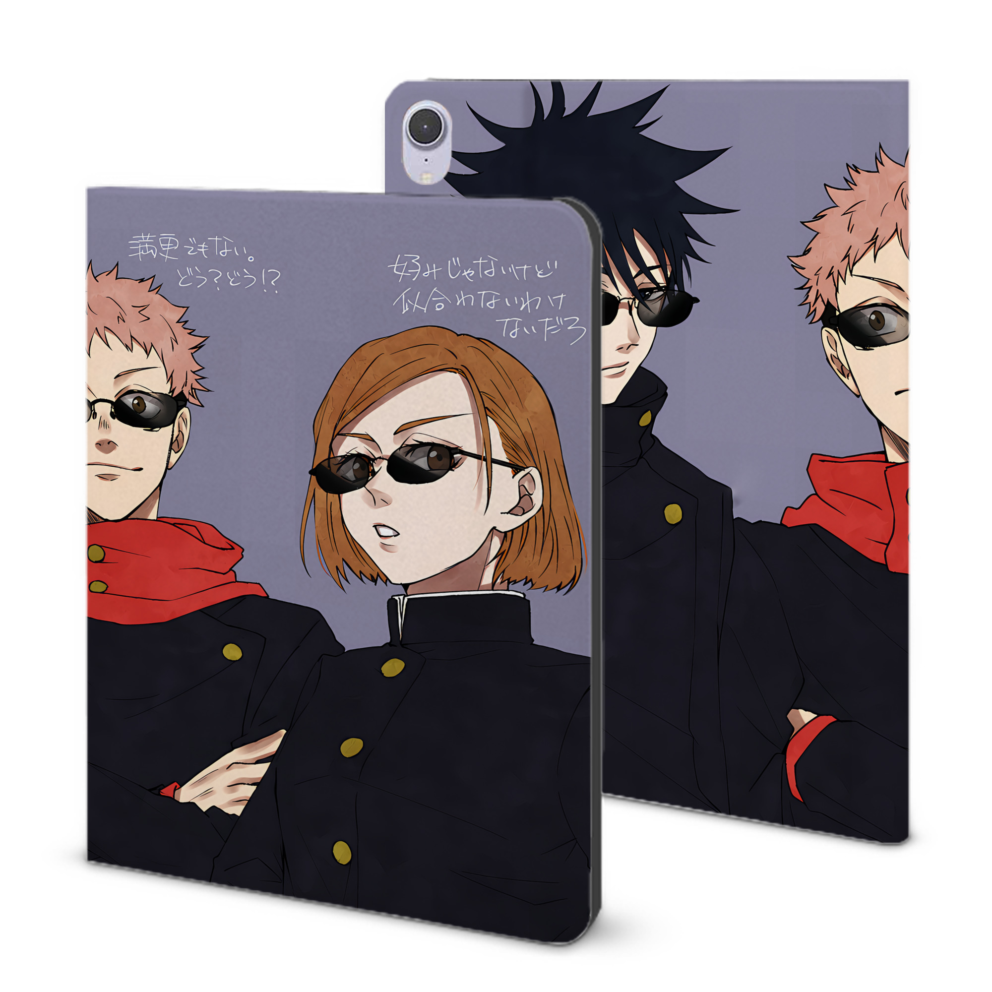 （画像用） 呪術廻戦 Jujutsu Kaisen IPad ケース ブック型 PUレザー TPU 耐衝撃 軽量 薄型 ペン収納なし 全面保護 IPad 各モデル対応